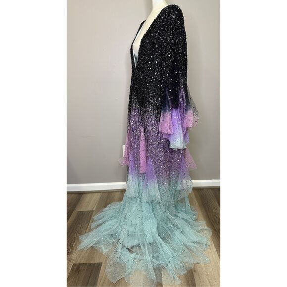 Elegant Black and Purple Maxi Dress - Picture 8 of 16